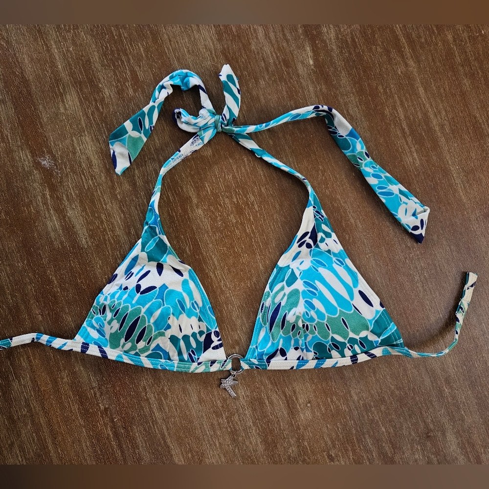 H&M + Kylie - Green, Teal and Navy Bikini Top Triangle Bikini Bathing Suit